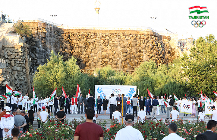 Olympic champion Dilshod Nazarov takes part in Tajikistan's Olympic Day celebrations